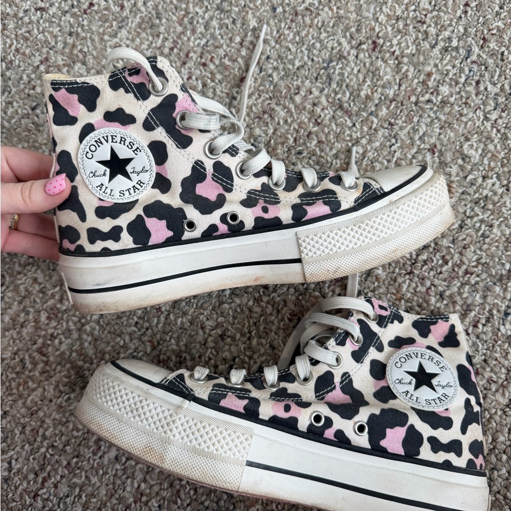 Converse Pink and Black Animal Print High-Tops